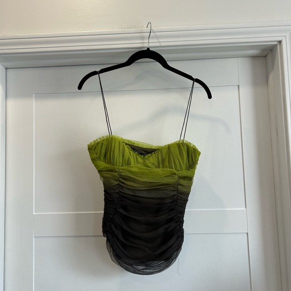 Zara mesh Green and Black ombré Top size M - Picture 1 of 4